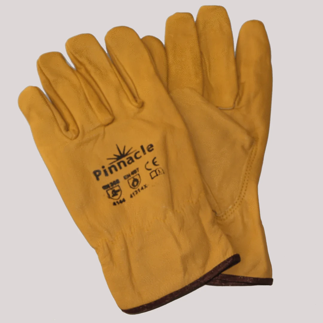 Yellow leather NAPA glove ( made of cow hide) size L